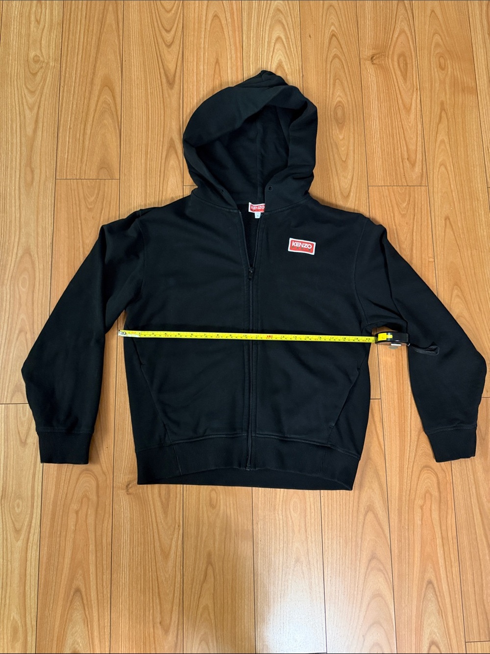 Kenzo Women’s Black Hooded Zip Sweatshirt with Logo Patch